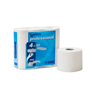 Celtex kistekercses toalettpapír, 2 rétegű, 500 lap, 4 tekercs, fehér